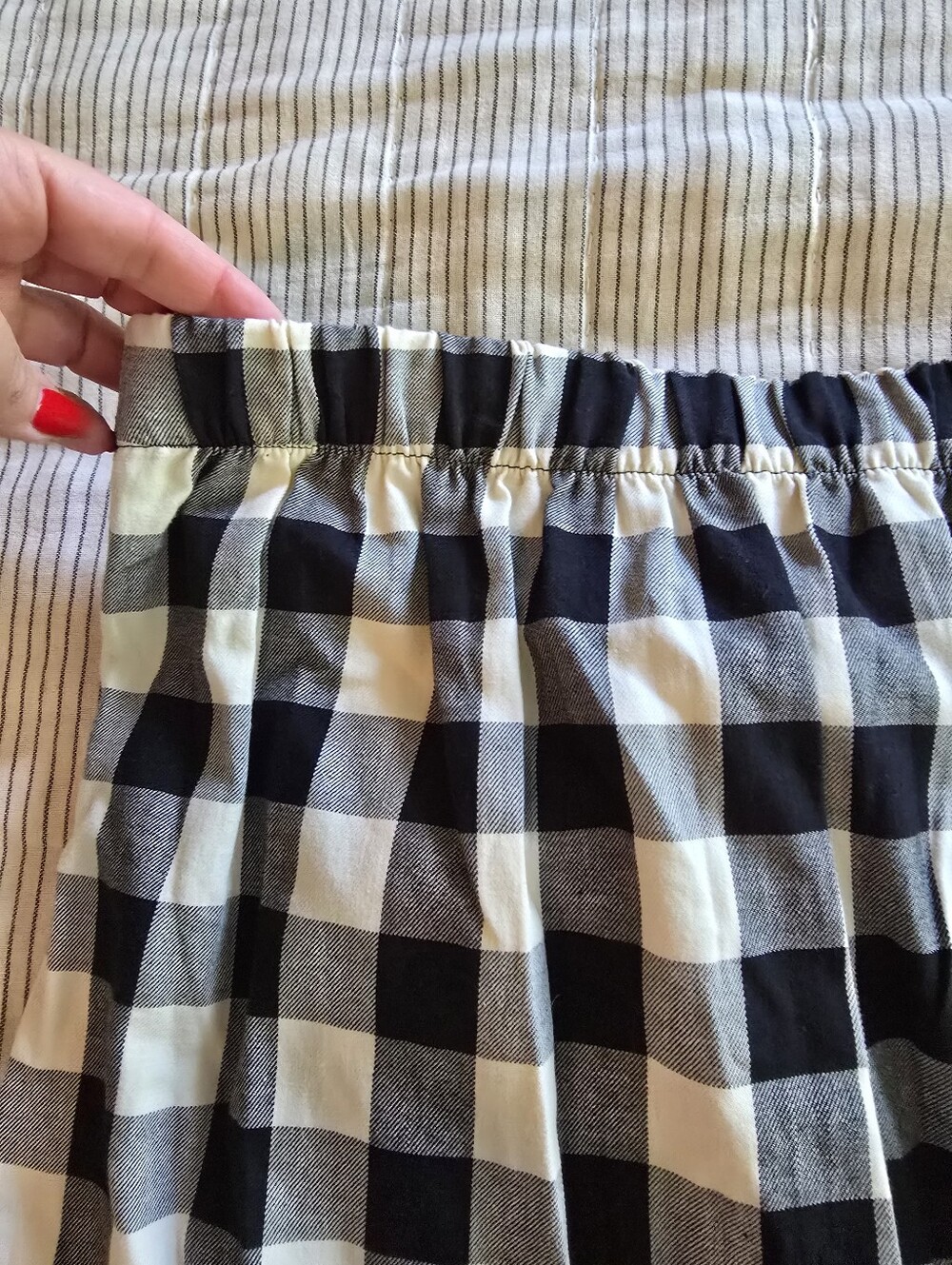 Zara Checkered Button Down Shirt Sleeve Tie Knee-length Skirt Sz S - Picture 4 of 8